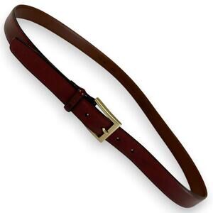 Italian Leather Belt 44 Brown Fits 42-46 1 1/8" Wide Silver Color Hardware